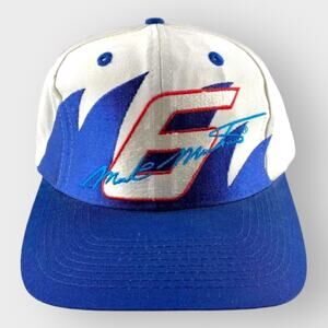 Vintage Mark Martin Shark Tooth Hat #6 Nascar Cap Snapback White & Blue